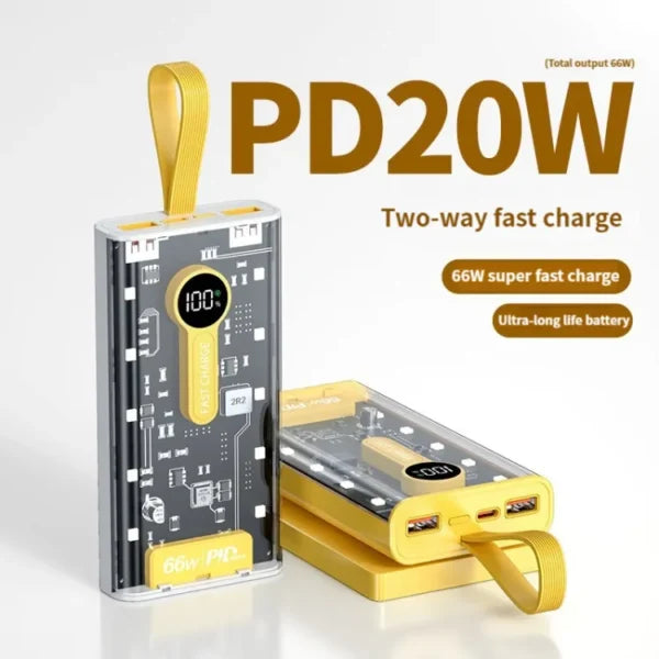 20000mah 66W Transparent Power Bank