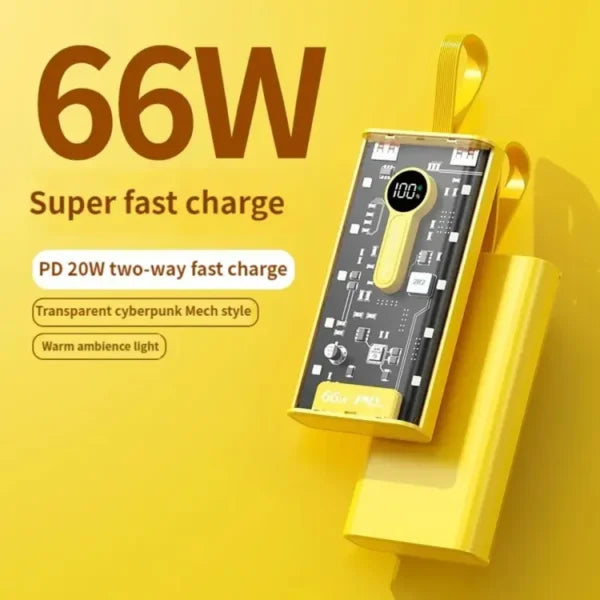 20000mah 66W Transparent Power Bank
